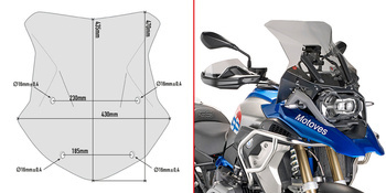 KAPPA 5124D SZYBA DYMIONA  43,5 x 43 cm (H x W) BMW R1200 / 1250 GS  / ADVENTURE