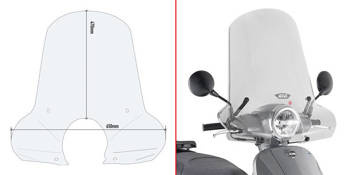 GIVI SZYBA PRZEZROCZYSTA 47 x 66 cm (H x W) - SYM FIDDLE 125 EURO 5 (2020)