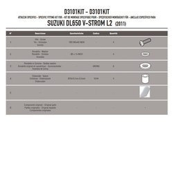 KAPPA D3101KIT MOCOWANIE SZYBY 3101DT - SUZUKI DL 650 V-Strom L2-L3-L4-L5-L6 (11 > 16)