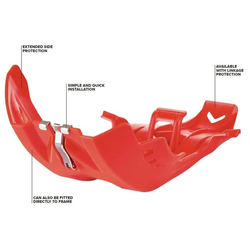 POLISPORT OSŁONA SILNIKA FORTRESS SKID PLATE Z OSŁONĄ PRO-LINK KTM SX-F 250/350 '16-22', SXF 450 '19-22', HUSQVARNA FC 250/350 '16-22' FE 250/350 '17-23', FE 450 '20-'23, FC 450 '10-'22, GAS GAS MC-F/EF-C 250/300 '21-22' KOLOR CZERWONY