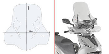 GIVI 6114DT SZYBA PRZEZROCZYSTA 58 X 57 cm (H X W)  KYMCO AGILITY 300 R16 (19 > 21)