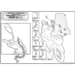 GIVI A298AÂ MOCOWANIE SZYBY SYM HD Evo 125-200 (07 > 16), PEUGEOT LXR 125-200 (09 > 16)