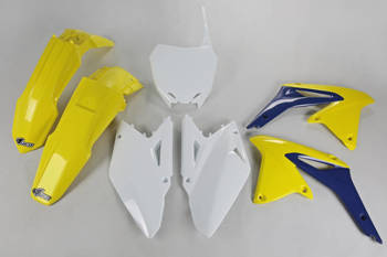 UFO KOMPLET PLASTIKÓW SUZUKI RMZ 450 08-17 KOLOR OEM (ŻÓŁTY/BIAŁY/NIEBIESKI)