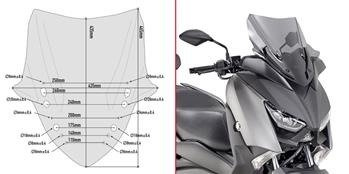 GIVI D2136S SZYBA DYMIONA 43,5 x 43,5 cm (H x W) YAMAHA X-Max 125 / 400 (18 > 20), 300 (17 > 20)