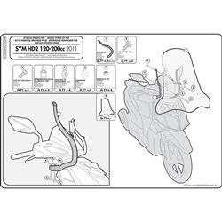 GIVI A7050A  MOCOWANIE SZYBY SYM HD2 125-200 (11 > 16)
