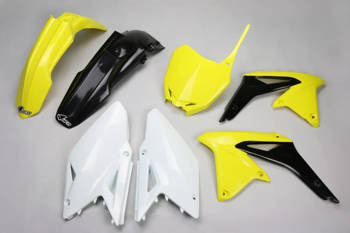 UFO KOMPLET PLASTIKÓW SUZUKI RMZ 450 2008-2017 KOLOR OEM (ŻÓŁTY/BIAŁY/CZARNY)