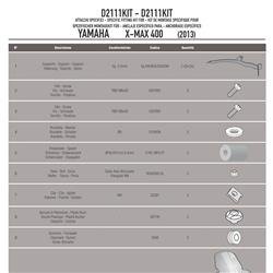 GIVI D2111KIT MOCOWANIE SZYBY 2111DT YAMAHA X-MAX 125-250 (14 > 17), X-MAX 400 (13 > 16)
