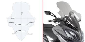 GIVI D6104ST SZYBA PRZEZROCZYSTA 85 x 63 cm (H x W) KYMCO XCITING 400i (13 > 17), S400i (18 > 22)