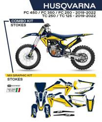 UFO KOMPLET NAKLEJEK (OKLEIN) HUSQVARNA TC 125/250 '19-'22; FC 250/350/450 '19-'22 STOKES KOLOR NIEBIESKI