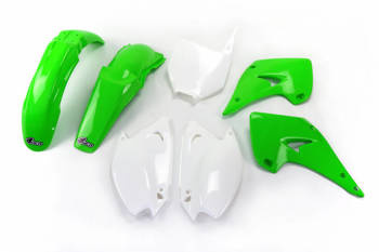 UFO KOMPLET PLASTIKÓW KAWASAKI KX 125/250 '03-'04 KOLOR OEM (ZIELONY/BIAŁY) (KA201E999)