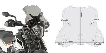 GIVI 7710D SZYBA DYMIONA 35 x 46 cm (H x W) / POTRZEBNY KIT D7710KIT KTM 790 Adventure / R (19 > 20)