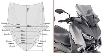 GIVI D2138S SZYBA DYMIONA 64,5 x 57,5 cm (H x W) YAMAHA X-Max 125 / 400 (18 > 22), 300 (17 > 22)