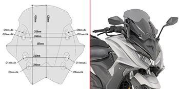 GIVI D6110S SZYBA DYMIONA 42 x 48,5 cm (H x W) KYMCO AK 550 (17 > 22)