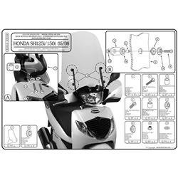 GIVI A311A MOCOWANIE SZYBY 311A 313A HONDA SH 125i 150i (05 > 08)