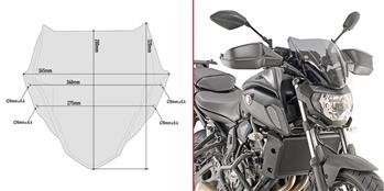 GIVI A2140 SZYBA DYMIONA 28 x 36,5 cm (H x W) YAMAHA MT-07 (18 > 20)