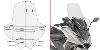 GIVI D6110ST SZYBA PRZEZROCZYSTA 70 x 66 cm (H x W) KYMCO AK 550 (17 > 20)