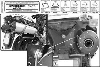 KAPPA KLX528 STELAŻ KUFRÓW BOCZNYCH V35 / K33 - SUZUKI DL 1000 V-STROM (02 - 11) / KAWASAKI KLV 1000 (04 - 10)