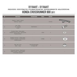 GIVI D1104KIT MOCOWANIE SZYBY DO 1104DT - HONDA Crossrunner 800 (11 > 14)