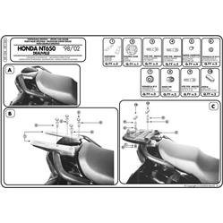 GIVI SR15M STELAŻ KUFRA CENTRALNEGO Z PŁYTA MONOLOCK - HONDA NT 650 V DEAUVILLE (98 > 05)