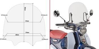 GIVI 1168A SZYBA PRZEZROCZYSTA 38,5 x 40 cm (H X W) / POTRZEBY KIT A1168A HONDA SUPER CUB C125 (18 > 22)
