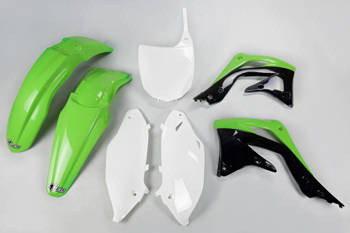 UFO KOMPLET PLASTIKÓW KAWASAKI KXF 450 '12 KOLOR OEM (ZIELONY/BIAŁY/CZARNY) (KA217E999)