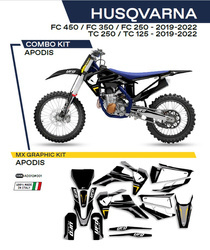 UFO KOMPLET NAKLEJEK (OKLEIN) HUSQVARNA TC 125/250 '19-'22; FC 250/350/450 '19-'22 APODIS KOLOR CZARNY