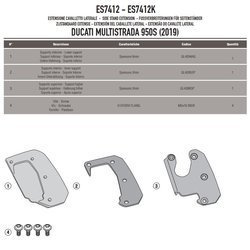 GIVI ES7412 POSZERZENIE DODATKOWE STOPKI - DUCATI MULTISTRADA 950 S (19 > 22)