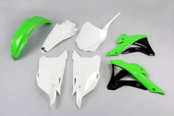 UFO KOMPLET PLASTIKÓW KAWASAKI KX 85 2014-2021 KOLOR OEM (ZIELONY/BIAŁY/CZARNY)