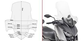 GIVI D2136ST SZYBA PRZEZROCZYSTA 73,5 x 64 cm (H x W) YAMAHA X-Max 125/400 (18 > 22), 300 (17 > 22)