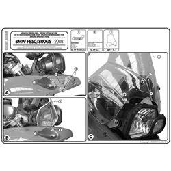 GIVI D333KIT MOCOWANIE SZYBY 333DT BMW F 650 GS / F 800 GS (08 > 17)