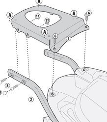 GIVI SR6404 STELAŻ KUFRA CENTRALNEGO Z PŁYTA MONOKEY - TRIUMHP TIGER SPORT 1050 (13 > 15)